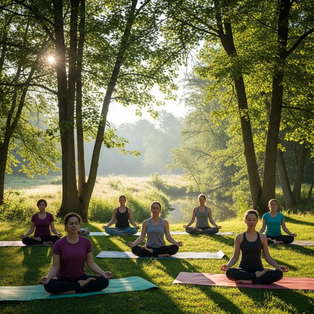 People Practicing Yoga Outdoors As Part Of Holistic Wellness