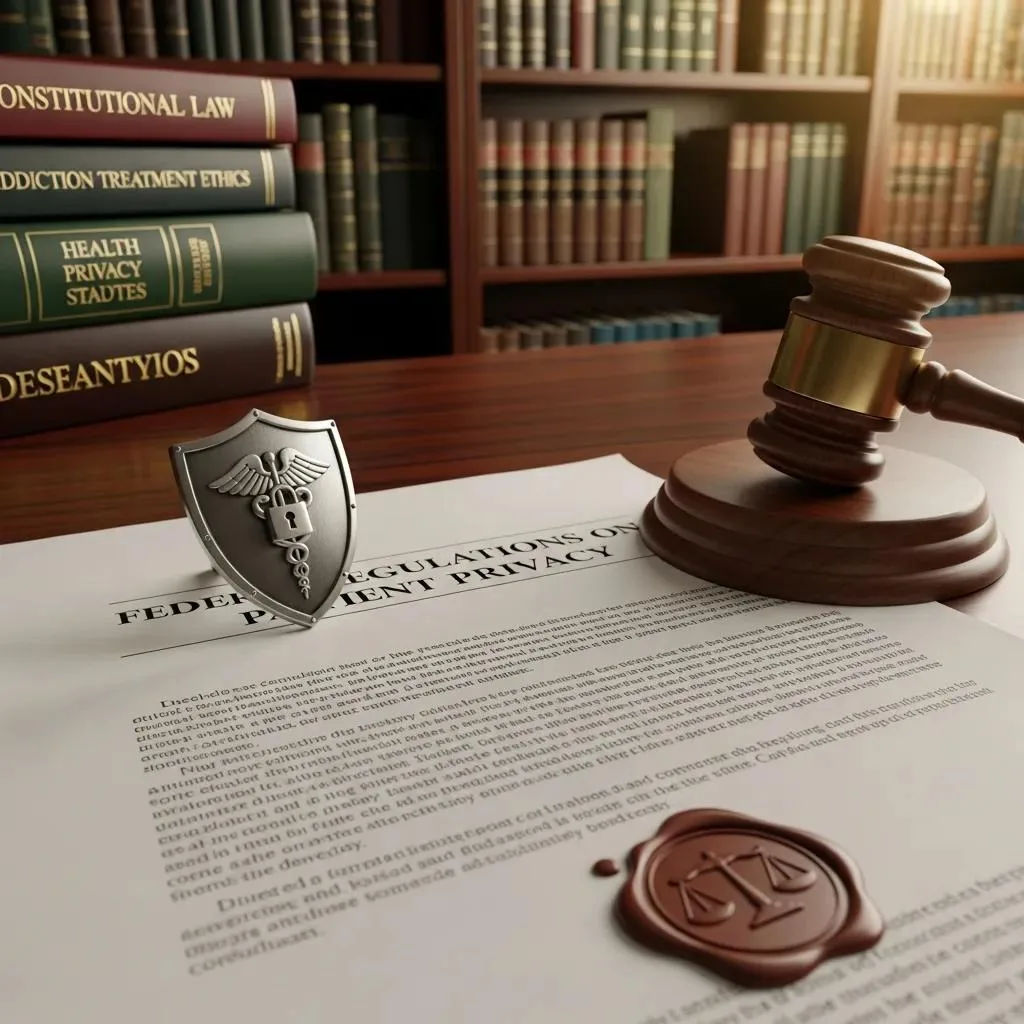 Legal Documents And Gavel Representing Federal Protections For Rehab Privacy
