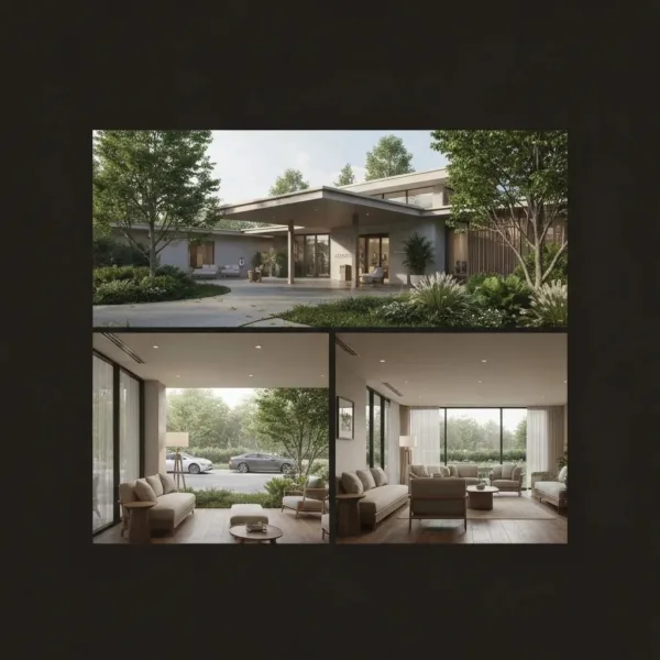 Modern Addiction Treatment Center Entrance Surrounded By Greenery, Symbolizing Hope And Recovery