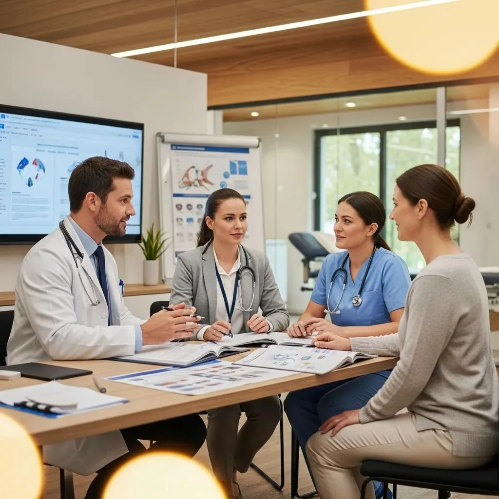 Clinical Team Collaborating On Integrated Treatment Plans For Adhd And Addiction In A Modern Setting