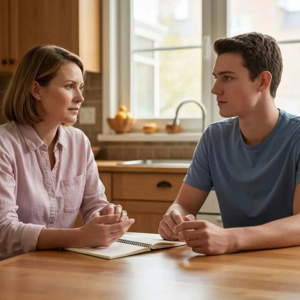 Helping Teens Navigate Peer Pressure And Drugs Parent And Teen Practicing A Calm, Open Conversation About Drugs