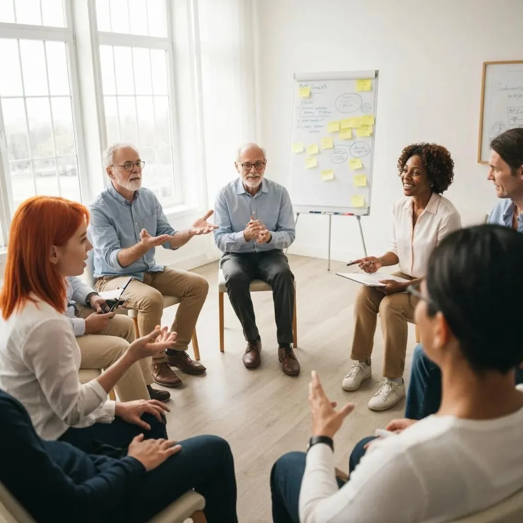 Understanding Therapeutic Techniques For Addiction Recovery Group Therapy Participants Practicing Skills And Sharing Experiences