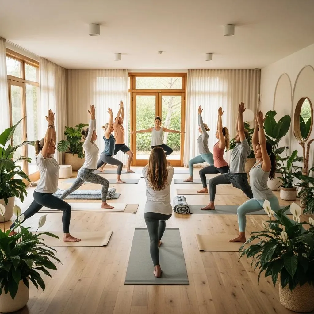 Medical Detox Services In Las Vegas, Nevada Participants In A Yoga Class At A Detox Center, Showcasing Holistic Therapy And A Calming Environment