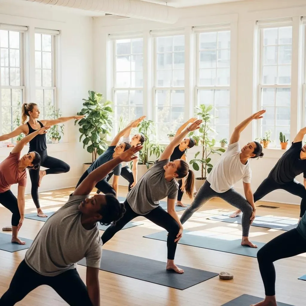 Group Participating In A Yoga Session At Betterchoice, Demonstrating Holistic Therapies For Recovery And Wellness