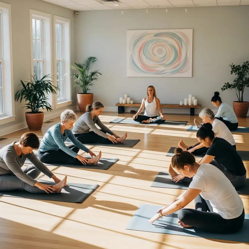 Group Practicing Trauma‑Sensitive Yoga To Support Relaxation And Grounding During Recovery
