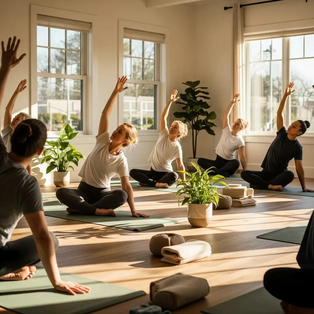 Participants Practicing Yoga In A Serene Environment, Emphasizing Holistic Therapies In Addiction Treatment