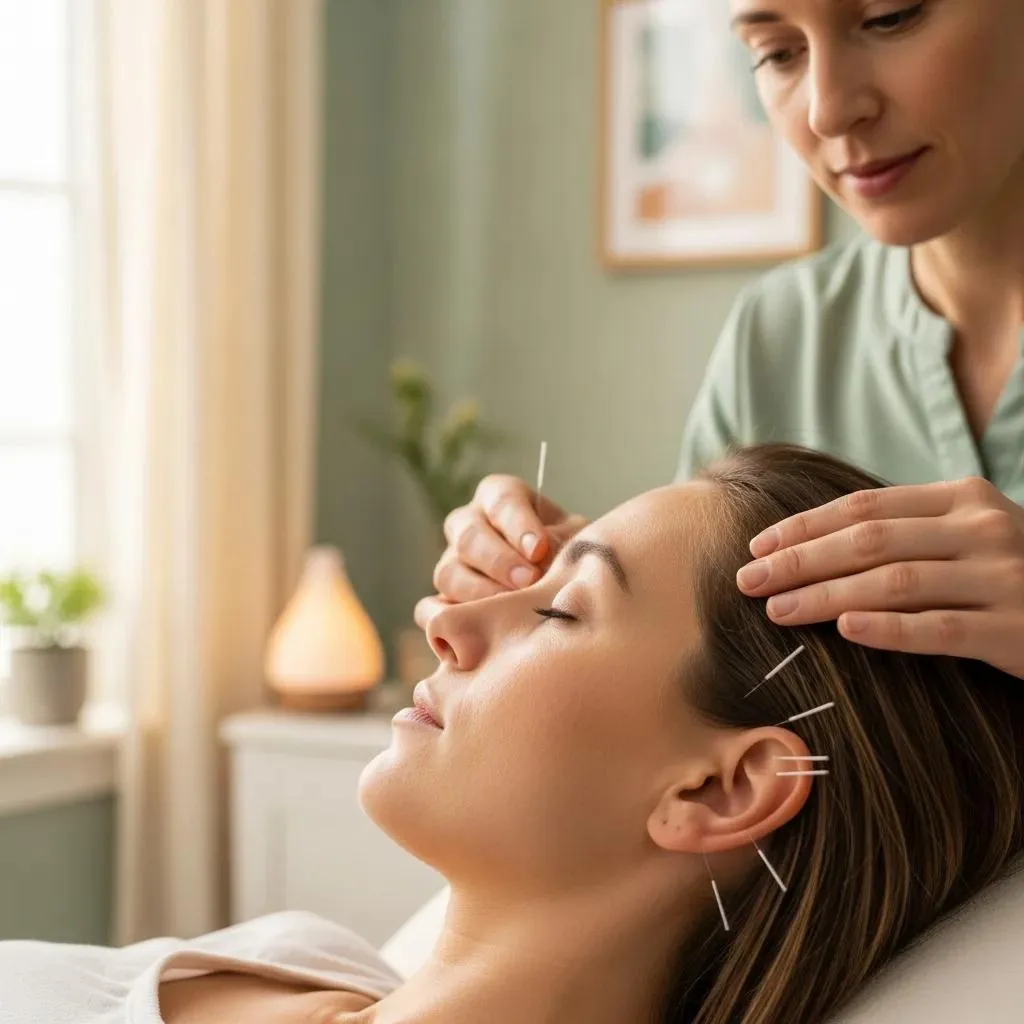 Person Receiving Acupuncture To Help Manage Cravings During Recovery