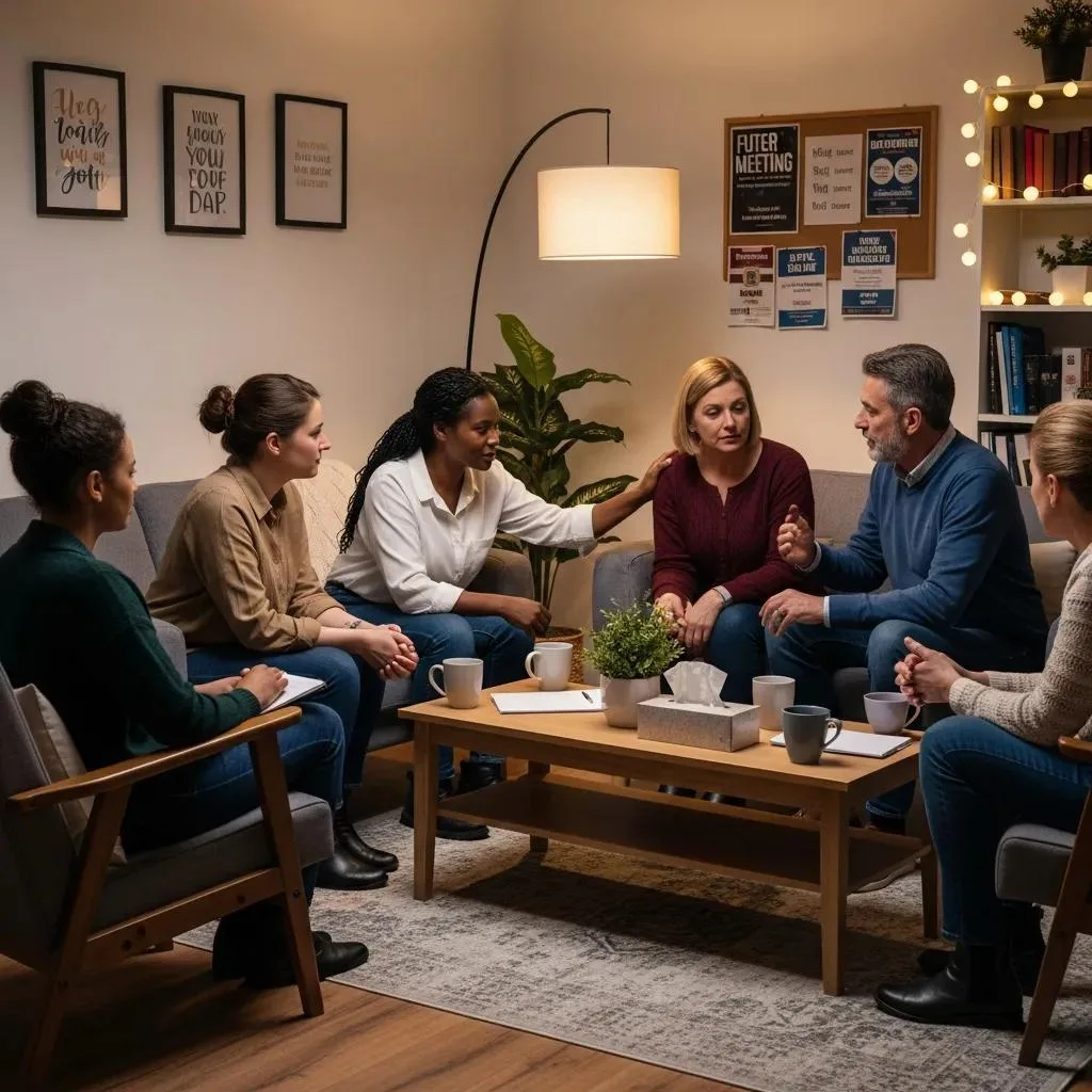 Peer Support Group Meeting In A Warm, Comfortable Recovery Space