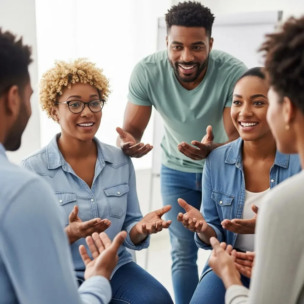 Peer Support Group Members Engaging In Discussion And Encouragement During A Therapy Session