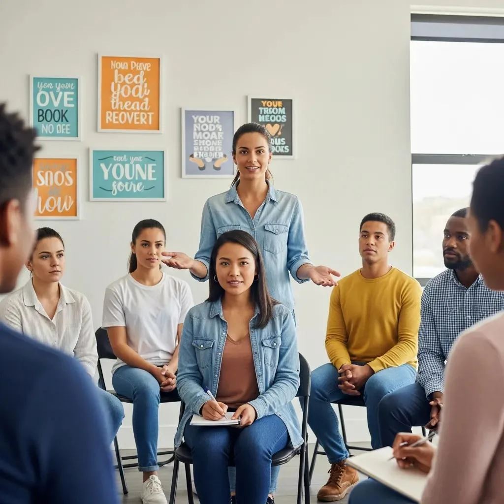 A Peer Support Specialist Sharing Lived Experience With A Group To Foster Connection And Understanding