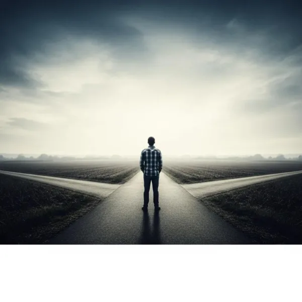 Person At A Crossroads Symbolizing Choices In Addiction Recovery