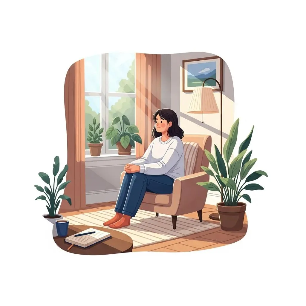 Coping With Loneliness In Addiction Recovery Person reflecting in a cozy room with plants, symbolizing coping with loneliness in addiction recovery.