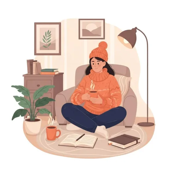 Person Reflecting On Alcohol Withdrawal Recovery In A Cozy, Supportive Environment