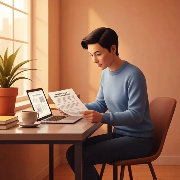 Person Reviewing Insurance Documents For Addiction Treatment In A Cozy Workspace