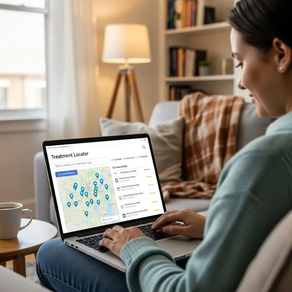 Samhsa: Resources For Substance Abuse &Amp; Mental Health Someone Using A Laptop To Search Findtreatment.gov For Nearby Behavioral Health Services