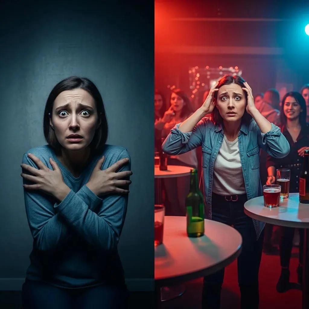 Split Scene Showing Internal Feelings And External Situations That Can Trigger Stress During Recovery