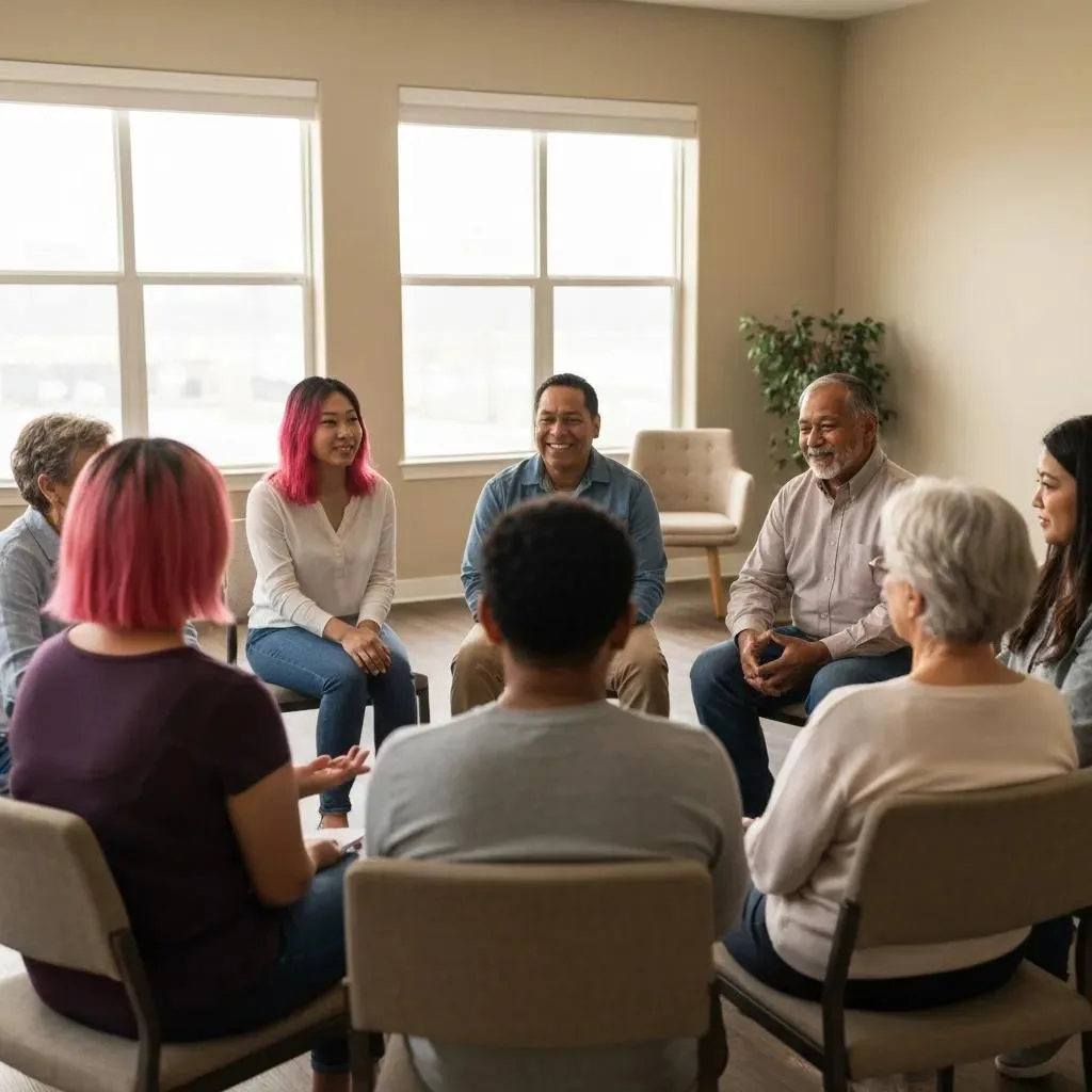 Community Support Group Meeting, Showing Connection And Empathy Among Participants