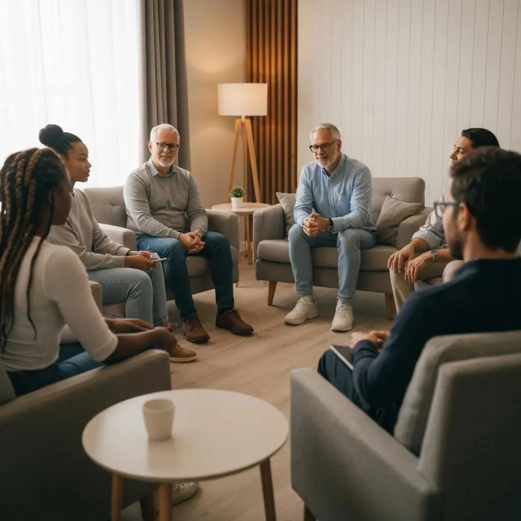 Peer Support Group Meeting Focused On Relapse Prevention And Community Recovery