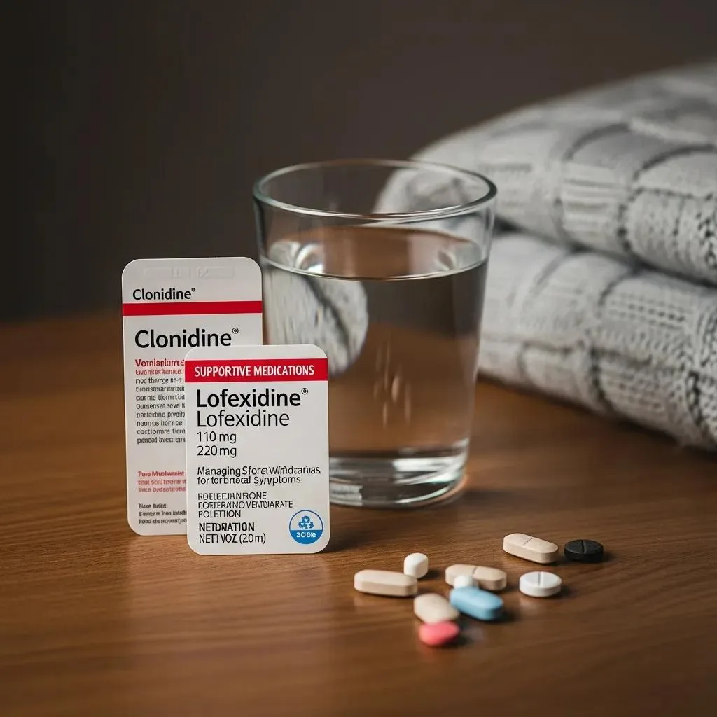 Supportive, Non-Opioid Medications Arranged On A Tray With Calming Decor