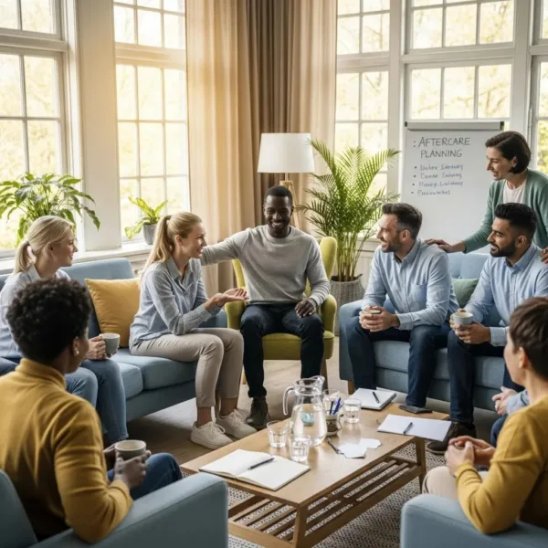 Supportive Recovery Environment With Diverse Individuals In A Group Therapy Session