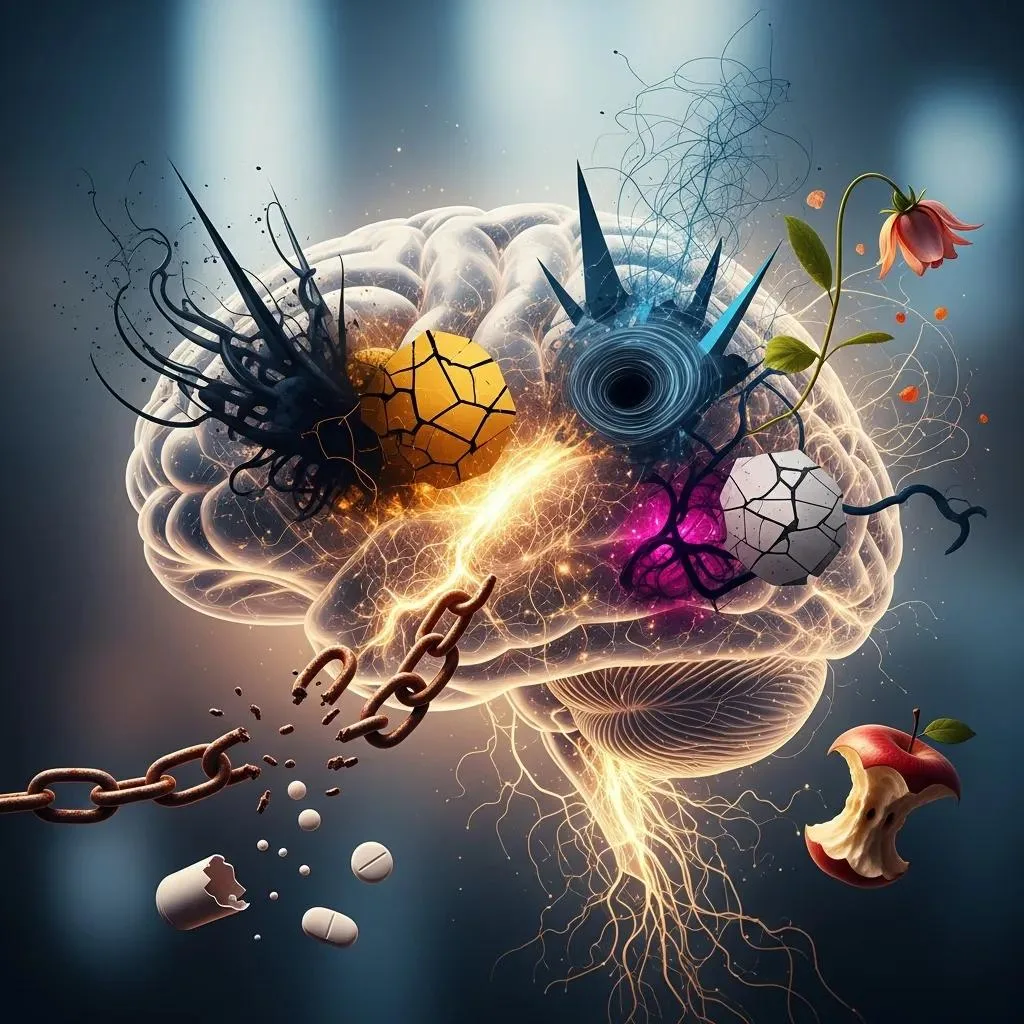 Symbolic Representation Of Co-Occurring Mental Health Disorders And Addiction, Illustrating Their Interconnectedness