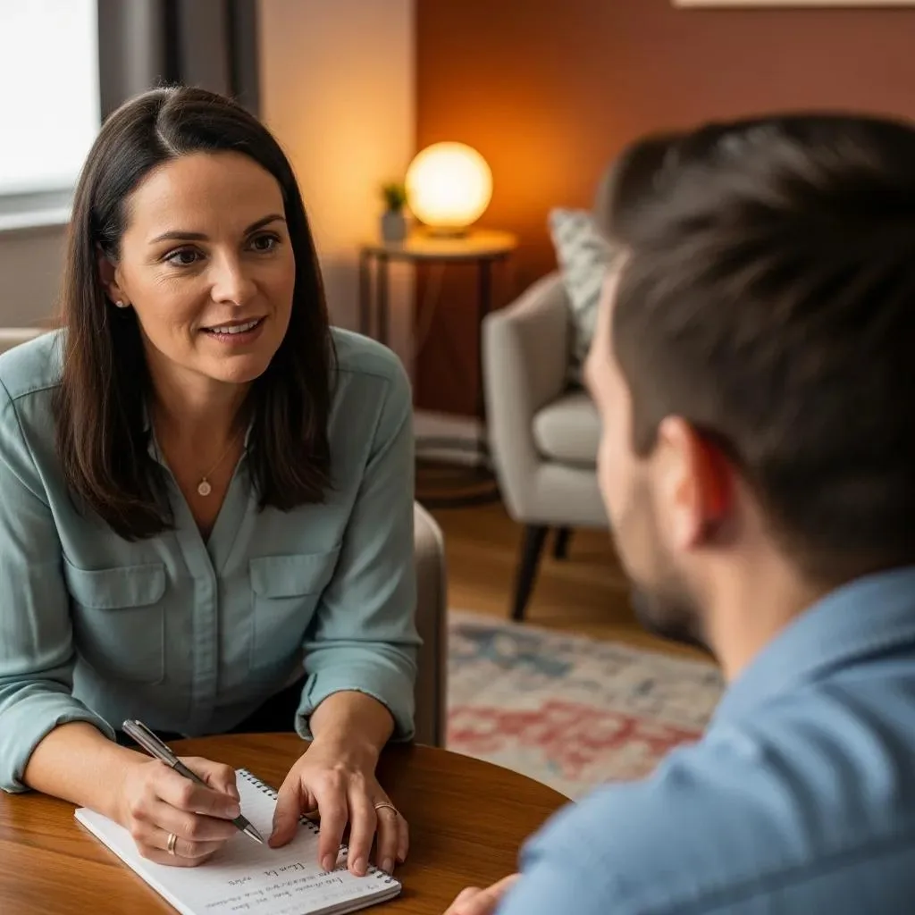 Individual Therapy In Addiction Treatment Therapist And Client In A Private Counseling Session Illustrating Personalized Addiction Therapy Benefits
