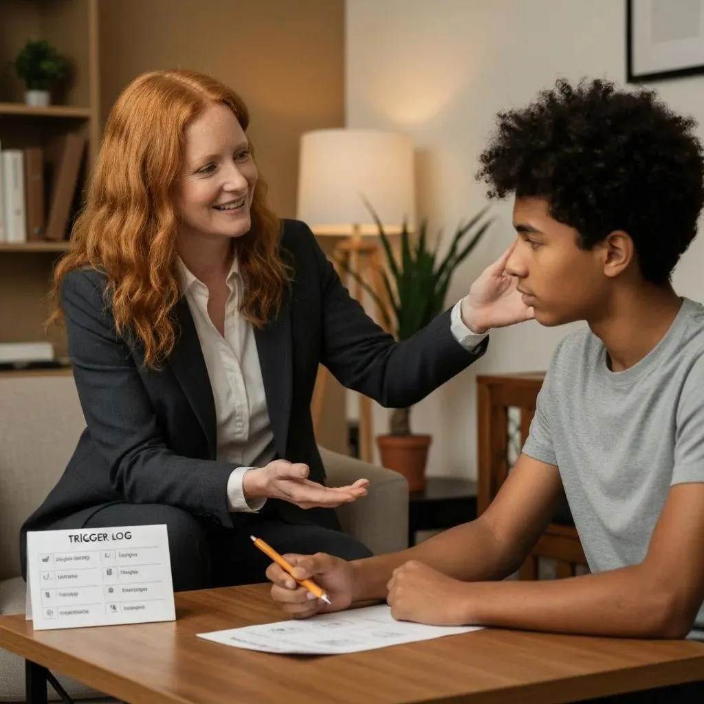 Therapist Guiding Client Through Relapse Prevention Practice In Session