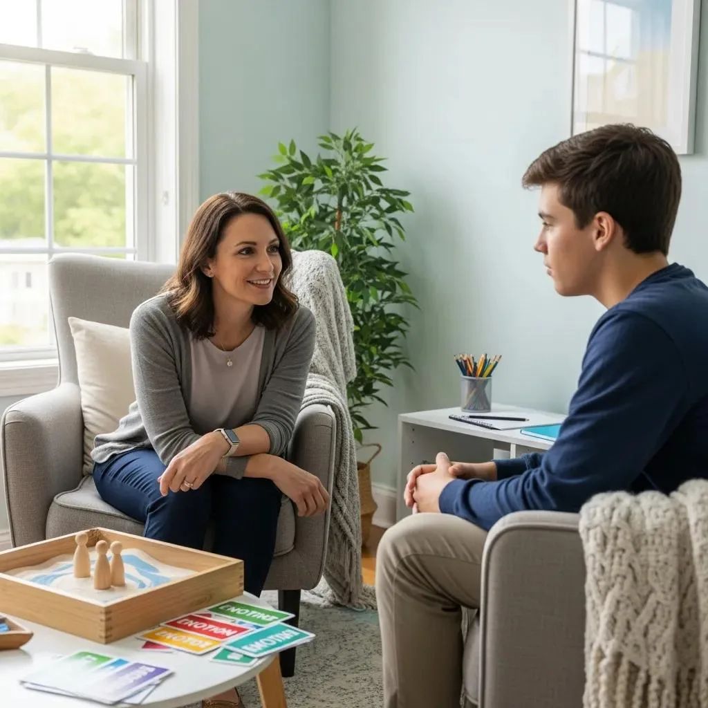 Therapist Offering One-On-One Support To A Teen, Illustrating The Different Levels Of Care