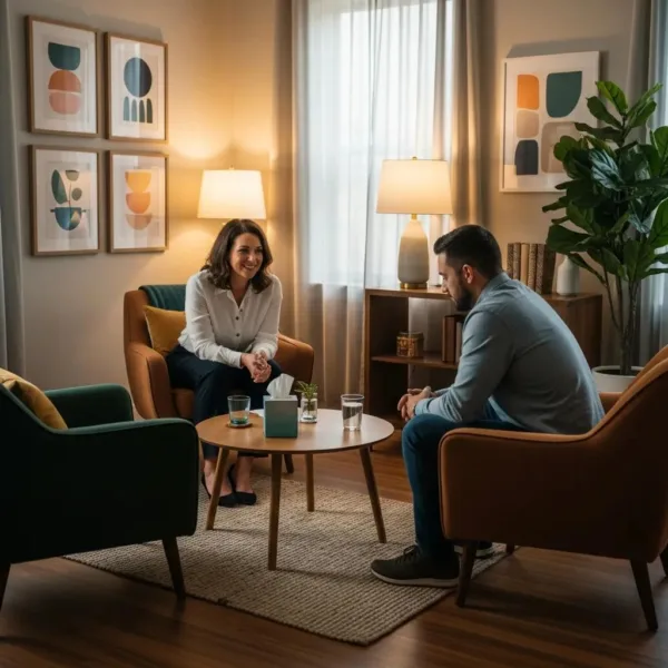 Therapy Session Illustrating Cognitive Behavioral Therapy For Addiction Recovery