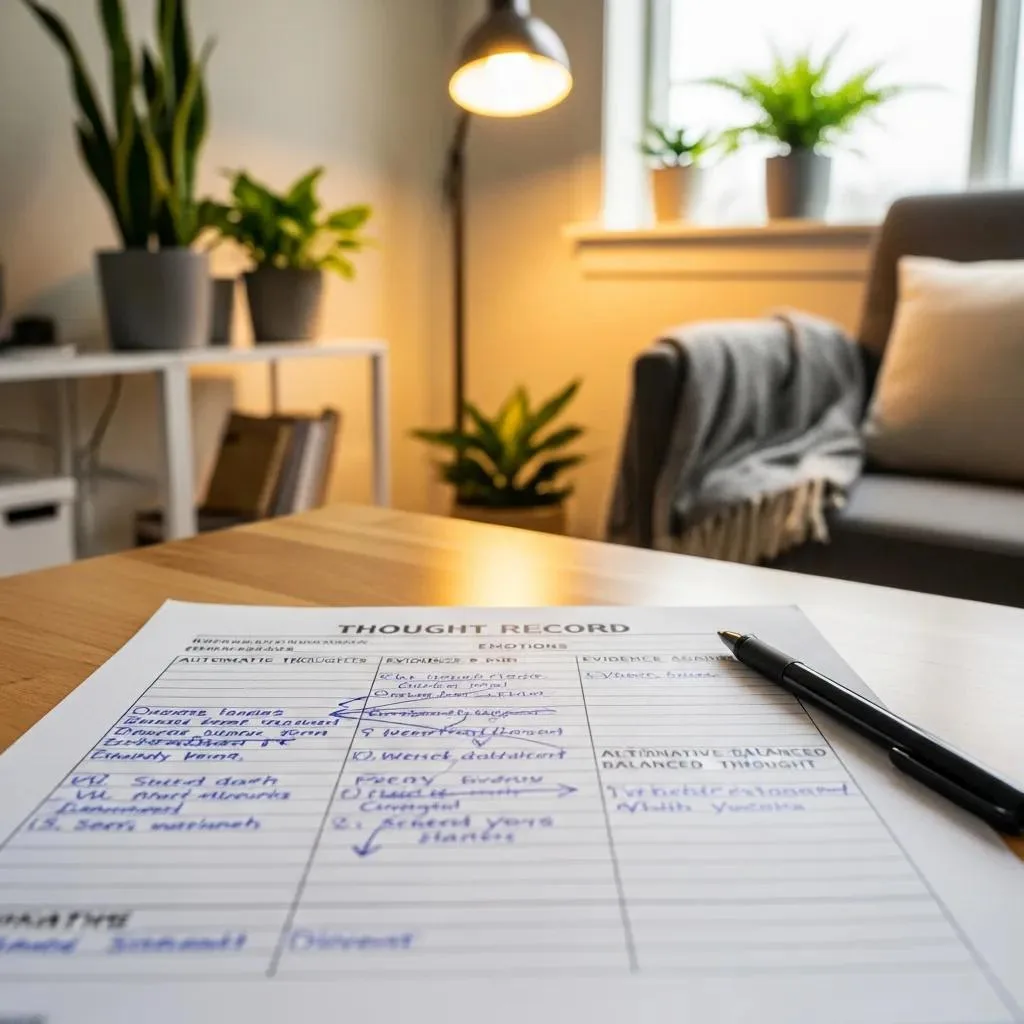 Thought Record Worksheet Used In Cognitive Restructuring For Addiction Recovery