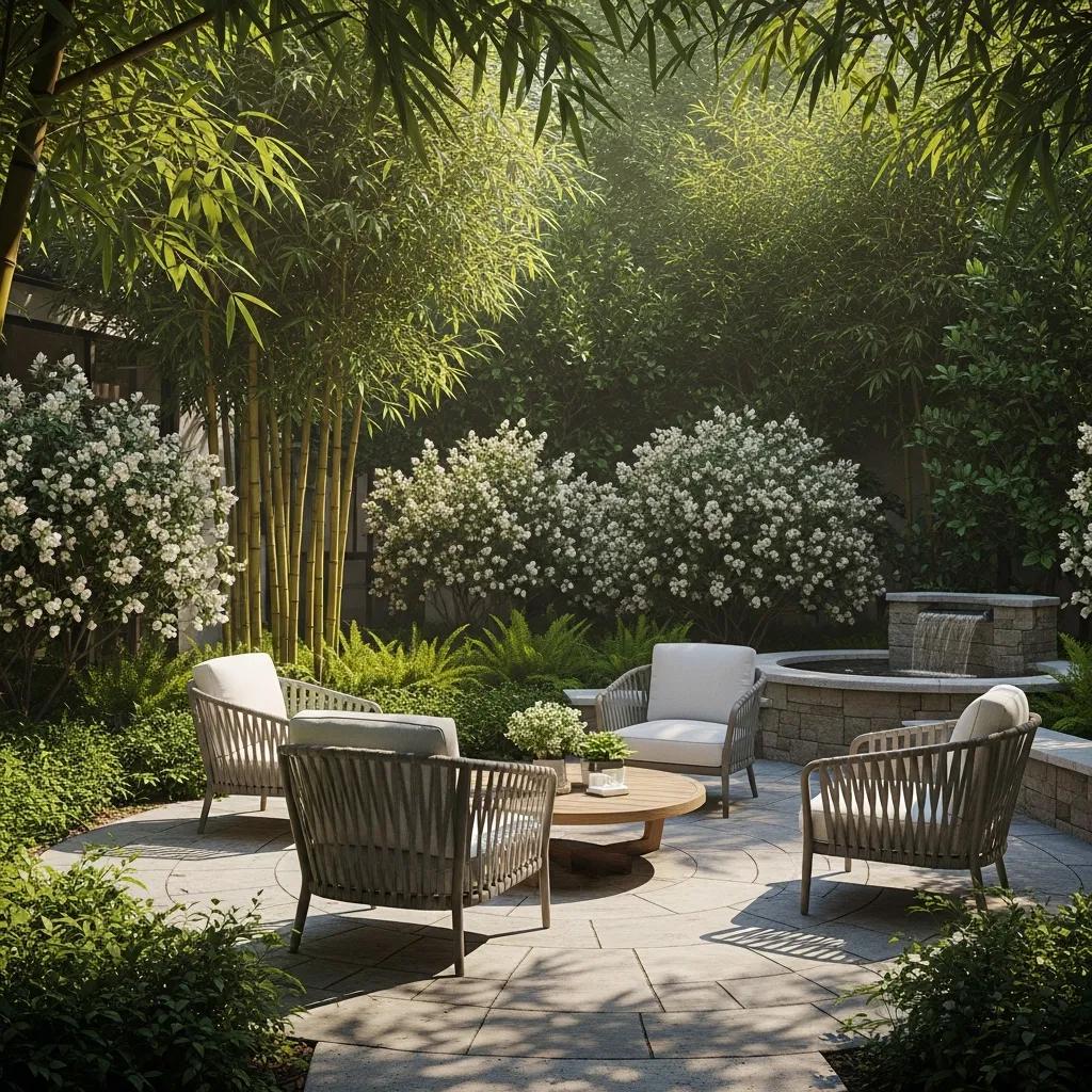 Out-Of-Network Benefits For Addiction Treatment Tranquil outdoor seating area surrounded by lush greenery and flowering shrubs, symbolizing hope and recovery in addiction treatment.