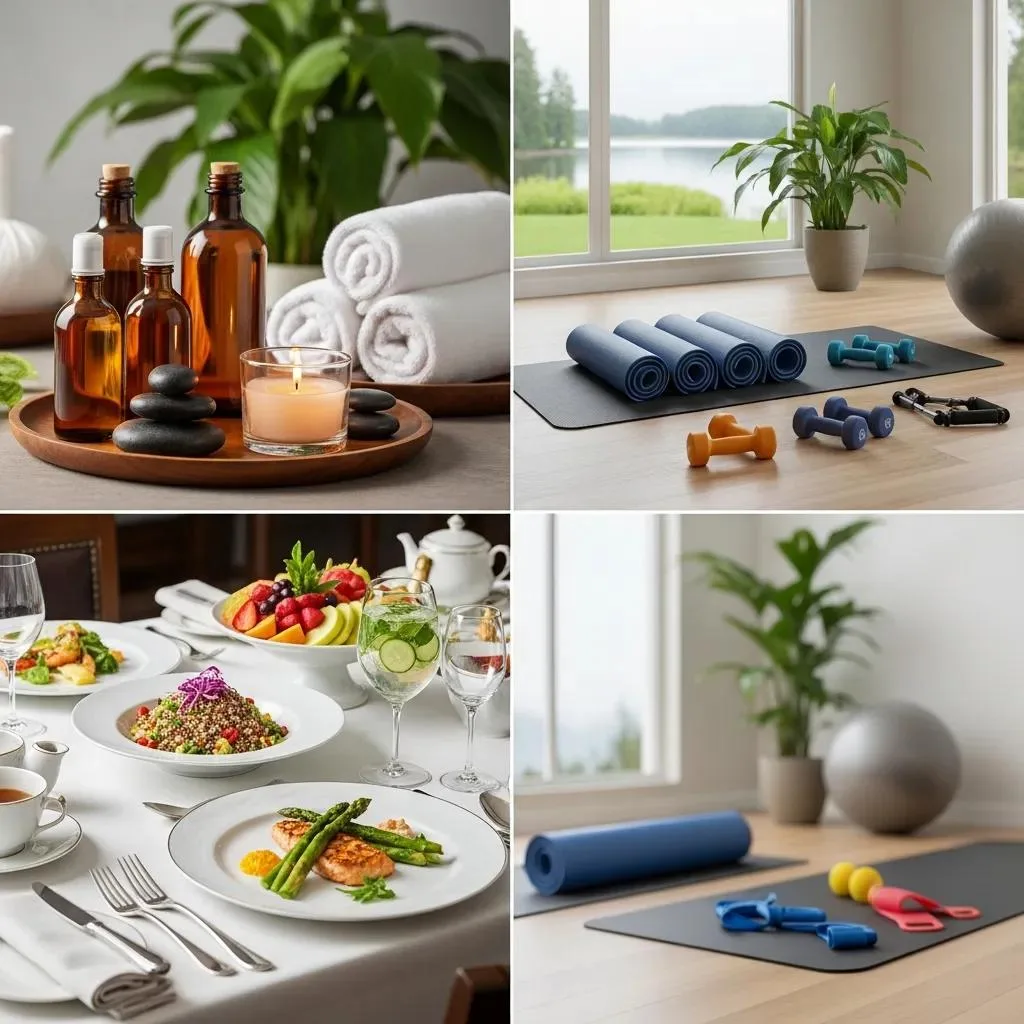 Upscale Detox Amenities Including Gourmet Dining, Spa Services, And Private Fitness Area