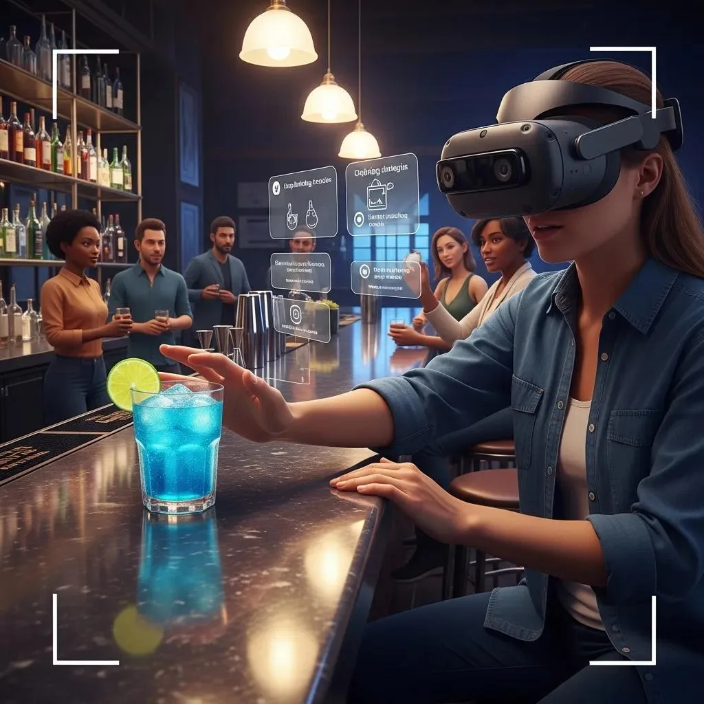 Person Participating In Virtual Reality Therapy In A Simulated Bar Scene To Practice Coping Skills