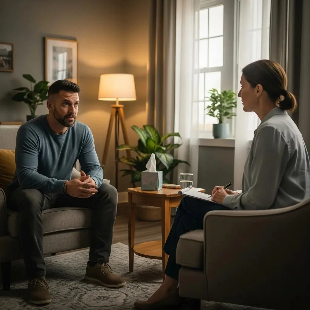 A Veteran And Clinician In One-On-One Therapy Working On Trauma Recovery And Emotional Regulation