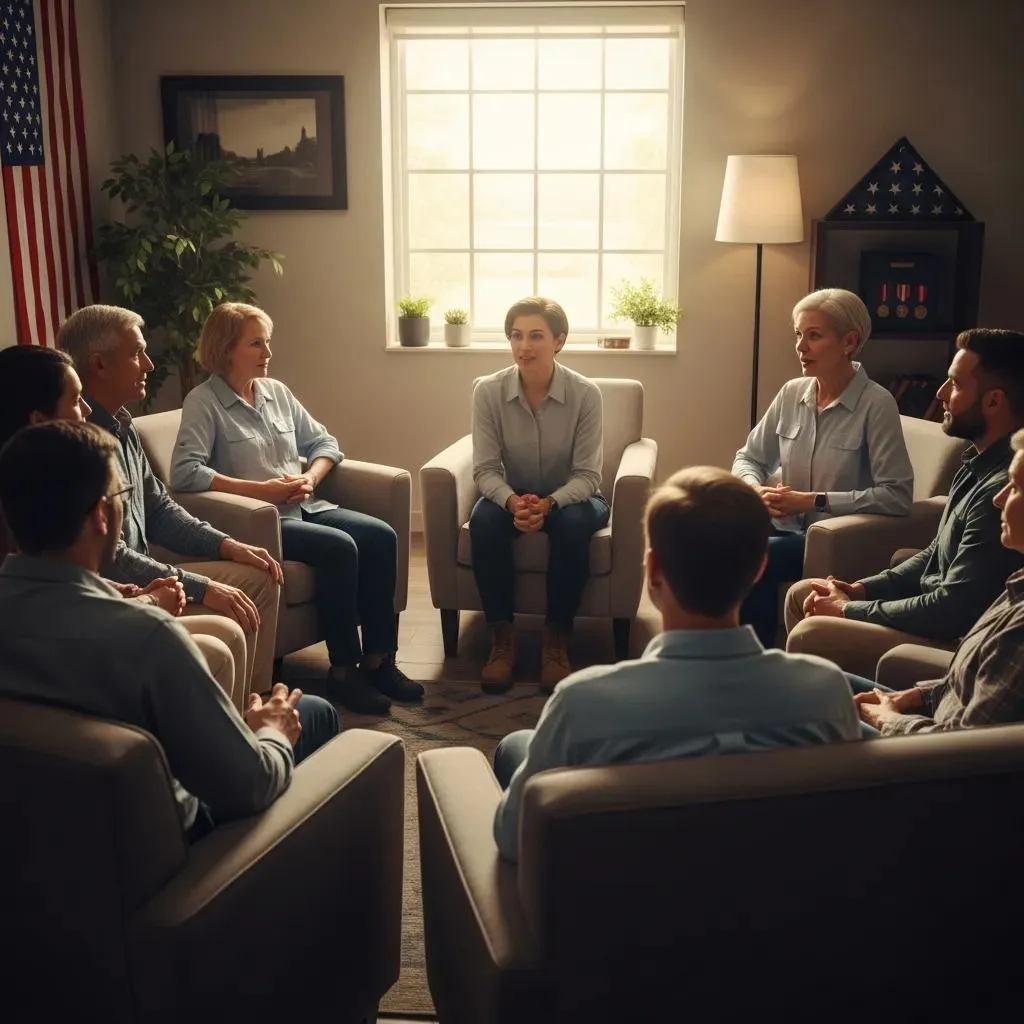 Veterans In A Trauma‑Informed Group Therapy Session