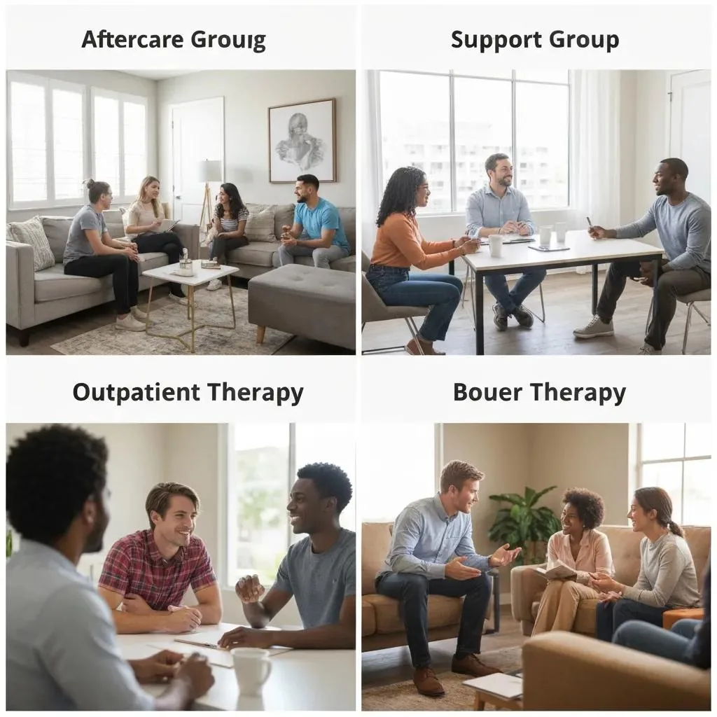 Graphic Showing Aftercare Program Options In Las Vegas, Highlighting Community Supports And Recovery Paths