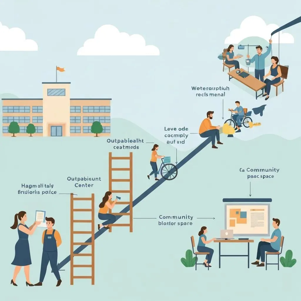 Diagram Showing The Continuum Of Care Levels For Mental Health Treatment