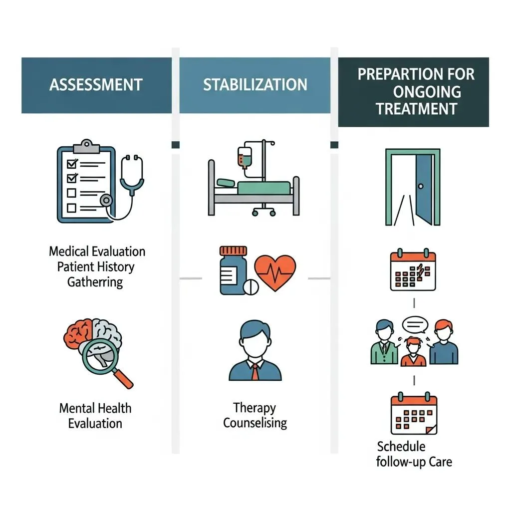 The Medical Detox Process: What To Expect Illustration Of The Three Stages Of Medical Detox: Assessment, Stabilization, And Transition To Treatment