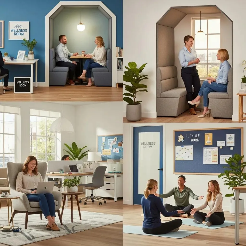 Welcoming Workplace Showing Supportive Policies And Positive Employee Interactions, Illustrating Recovery-Friendly Employers