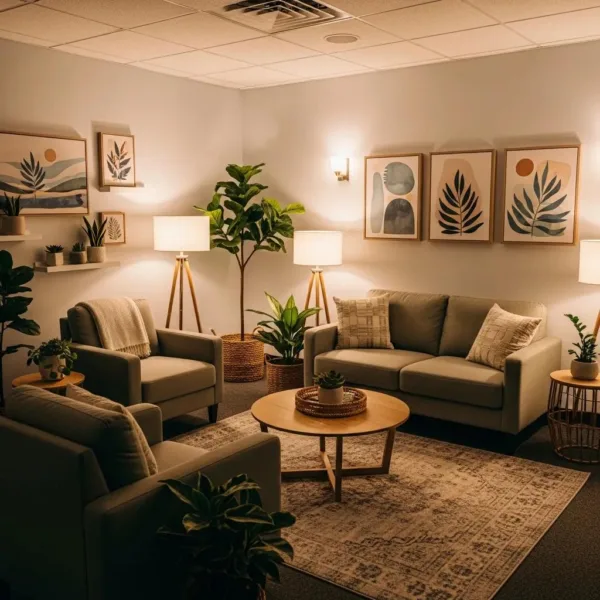 Welcoming Therapy Room Representing Integrated Dual Diagnosis Treatment For Mental Health And Addiction