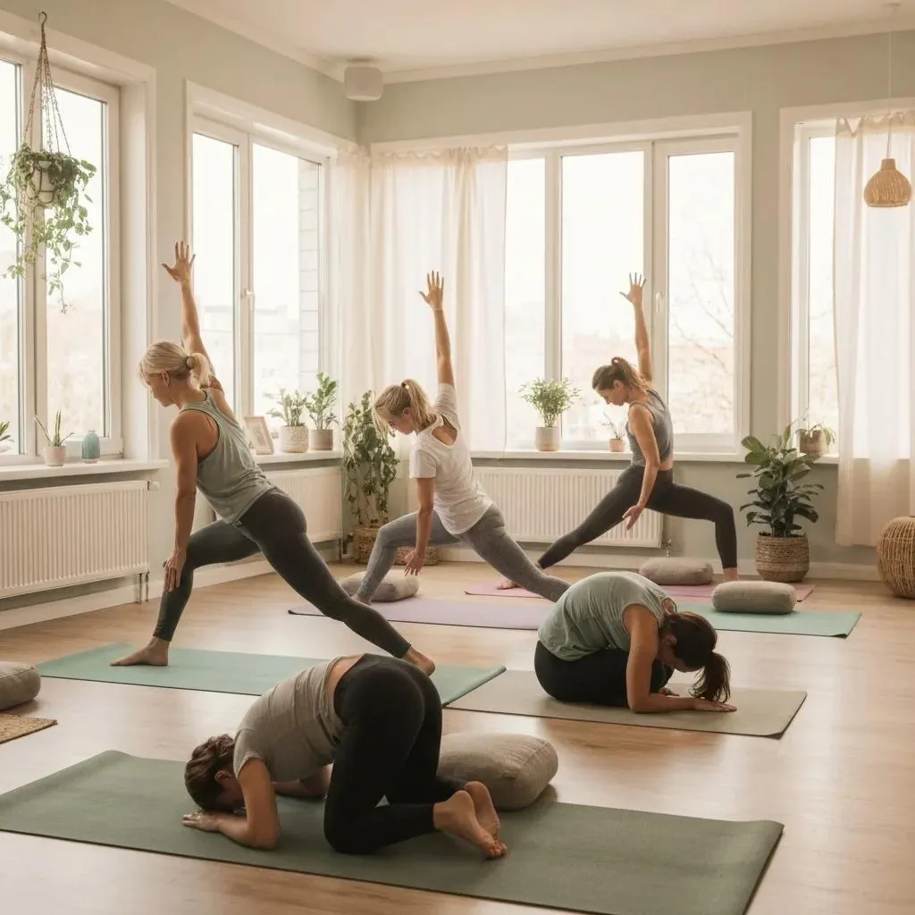 Guided Yoga Session As Part Of Holistic Therapy For Addiction Recovery